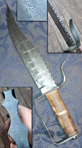 San Mai Damascus buck knife with 5160 core
